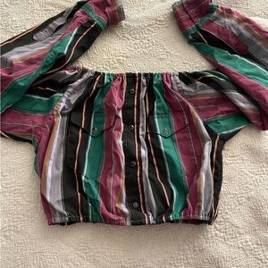 Striped Off-Shoulder vintage crop top